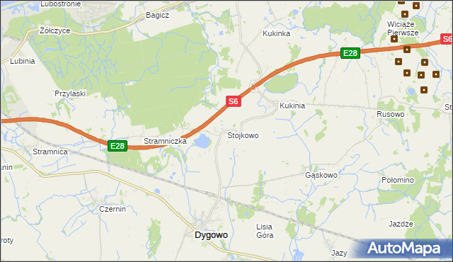 mapa Stojkowo, Stojkowo na mapie Targeo