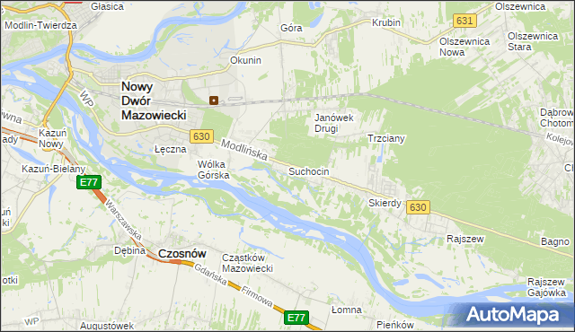 mapa Suchocin gmina Jabłonna, Suchocin gmina Jabłonna na mapie Targeo