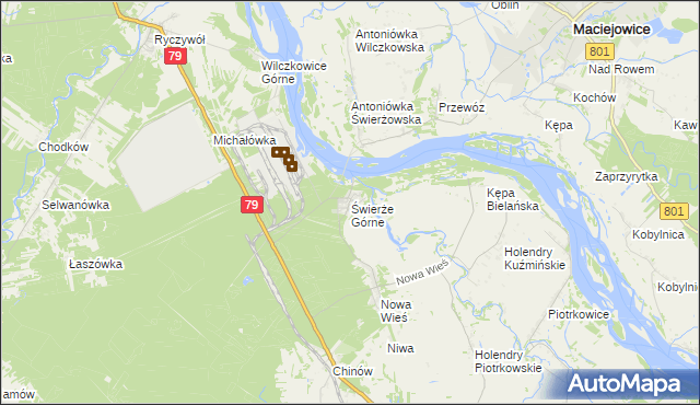 mapa Świerże Górne, Świerże Górne na mapie Targeo