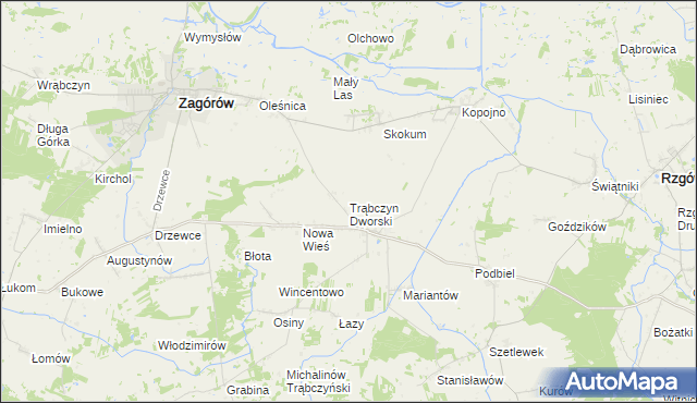 mapa Trąbczyn Dworski, Trąbczyn Dworski na mapie Targeo