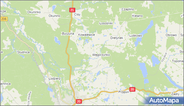 mapa Węgorzynko, Węgorzynko na mapie Targeo