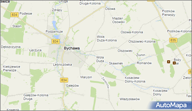 mapa Wola Duża gmina Bychawa, Wola Duża gmina Bychawa na mapie Targeo