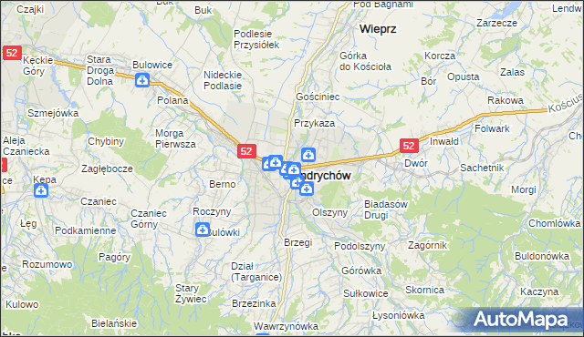 mapa Andrychów, Andrychów na mapie Targeo