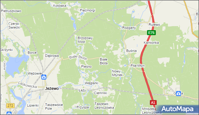 mapa Białe Błota gmina Jeżewo, Białe Błota gmina Jeżewo na mapie Targeo
