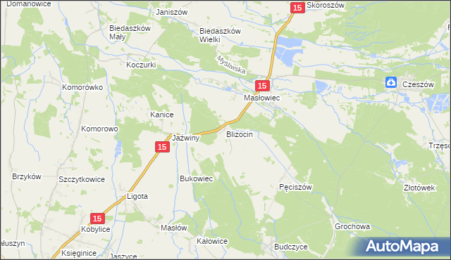 mapa Blizocin gmina Trzebnica, Blizocin gmina Trzebnica na mapie Targeo
