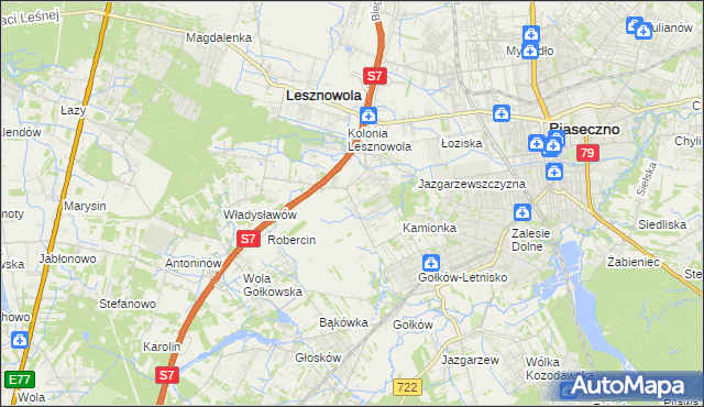 mapa Bobrowiec gmina Piaseczno, Bobrowiec gmina Piaseczno na mapie Targeo