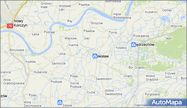 mapa Bolesław powiat dąbrowski, Bolesław powiat dąbrowski na mapie Targeo