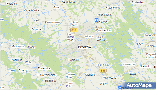 mapa Brzozów, Brzozów na mapie Targeo