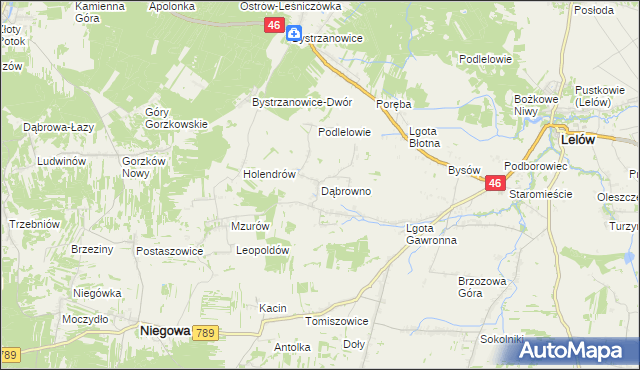 mapa Dąbrowno gmina Niegowa, Dąbrowno gmina Niegowa na mapie Targeo