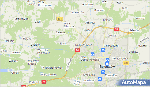 mapa Domiechowice, Domiechowice na mapie Targeo