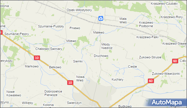 mapa Druchowo, Druchowo na mapie Targeo