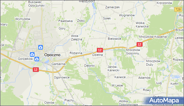 mapa Dzielna gmina Opoczno, Dzielna gmina Opoczno na mapie Targeo