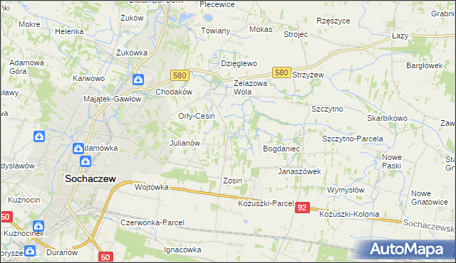 mapa Feliksów gmina Sochaczew, Feliksów gmina Sochaczew na mapie Targeo