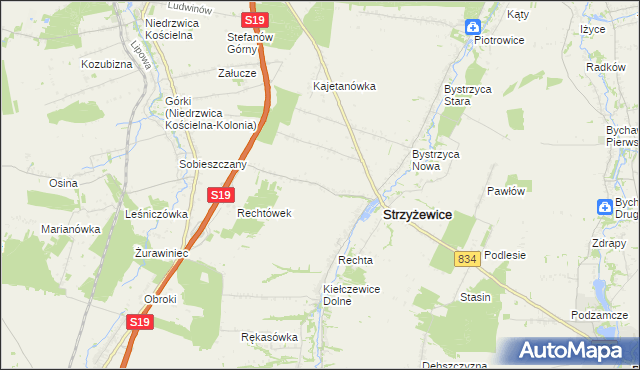 mapa Franciszków gmina Strzyżewice, Franciszków gmina Strzyżewice na mapie Targeo