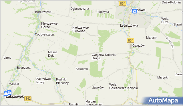 mapa Gałęzów-Kolonia Druga, Gałęzów-Kolonia Druga na mapie Targeo