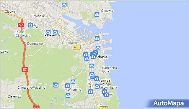 mapa Gdyni, Gdynia na mapie Targeo