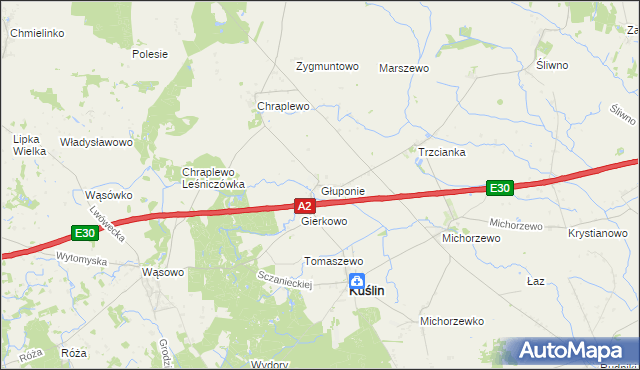 mapa Głuponie, Głuponie na mapie Targeo