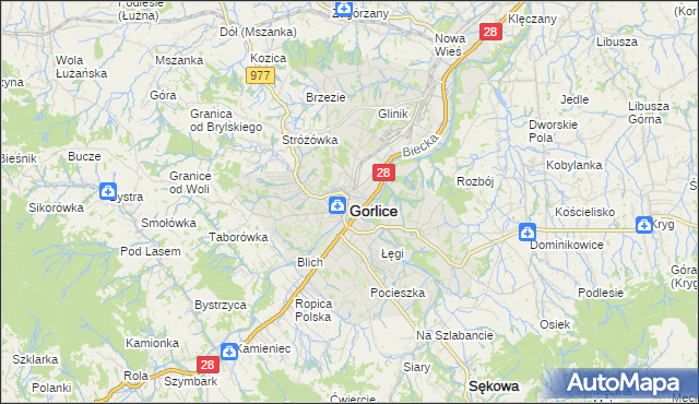 mapa Gorlic, Gorlice na mapie Targeo