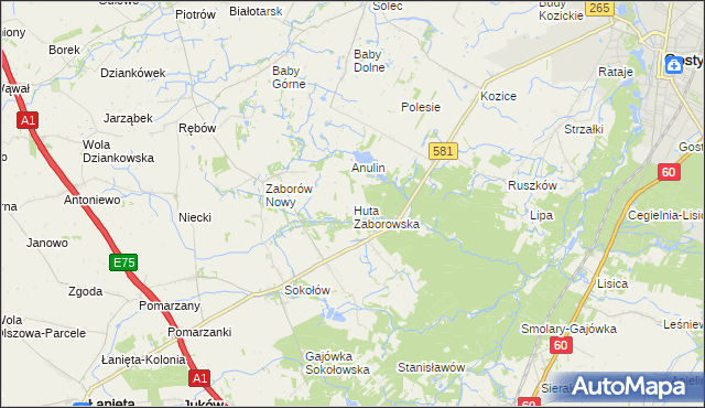mapa Huta Zaborowska, Huta Zaborowska na mapie Targeo