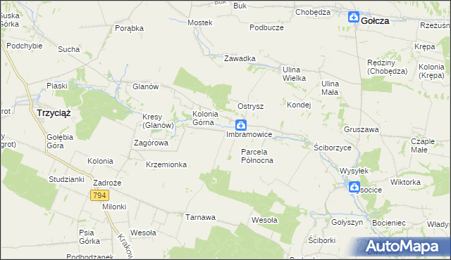 mapa Imbramowice gmina Trzyciąż, Imbramowice gmina Trzyciąż na mapie Targeo