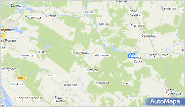 mapa Jabłonowiec gmina Trojanów, Jabłonowiec gmina Trojanów na mapie Targeo