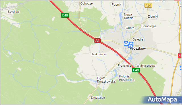 mapa Jaśkowice gmina Prószków, Jaśkowice gmina Prószków na mapie Targeo