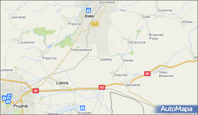 mapa Józefów gmina Biała, Józefów gmina Biała na mapie Targeo