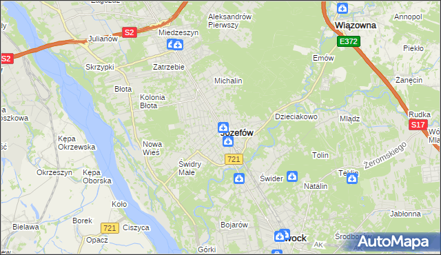 mapa Józefów powiat otwocki, Józefów powiat otwocki na mapie Targeo