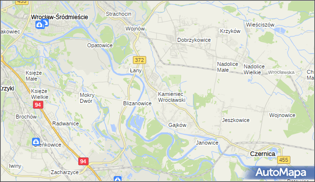 mapa Kamieniec Wrocławski, Kamieniec Wrocławski na mapie Targeo