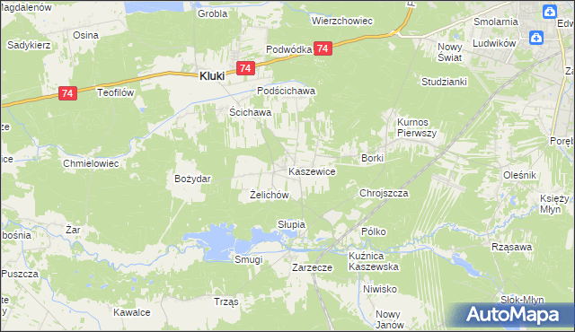 mapa Kaszewice, Kaszewice na mapie Targeo