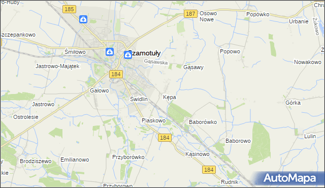 mapa Kępa gmina Szamotuły, Kępa gmina Szamotuły na mapie Targeo