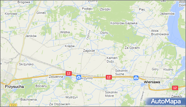 mapa Komorów gmina Wieniawa, Komorów gmina Wieniawa na mapie Targeo