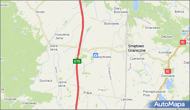mapa Kopytkowo gmina Smętowo Graniczne, Kopytkowo gmina Smętowo Graniczne na mapie Targeo