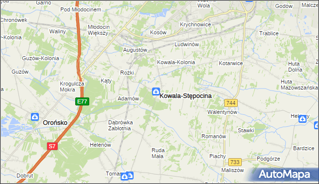 mapa Kowala-Stępocina, Kowala-Stępocina na mapie Targeo