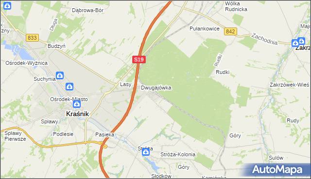 mapa Kraśnik powiat kraśnicki, Kraśnik powiat kraśnicki na mapie Targeo