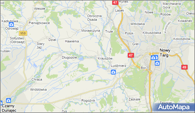 mapa Krauszów, Krauszów na mapie Targeo