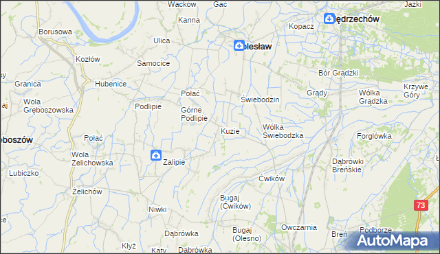 mapa Kuzie gmina Bolesław, Kuzie gmina Bolesław na mapie Targeo