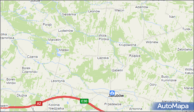 mapa Łaziska gmina Jakubów, Łaziska gmina Jakubów na mapie Targeo