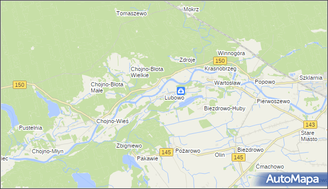 mapa Lubowo gmina Wronki, Lubowo gmina Wronki na mapie Targeo