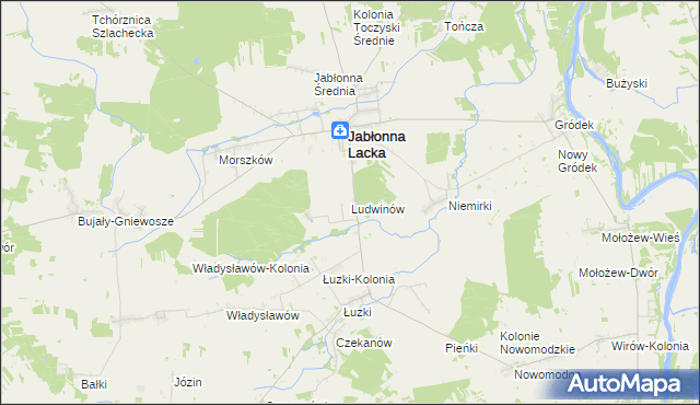 mapa Ludwinów gmina Jabłonna Lacka, Ludwinów gmina Jabłonna Lacka na mapie Targeo