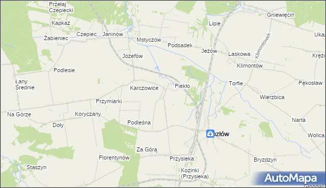 mapa Marcinowice gmina Kozłów, Marcinowice gmina Kozłów na mapie Targeo