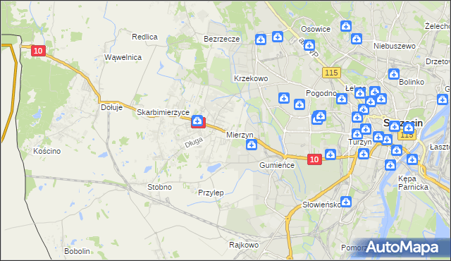 mapa Mierzyn gmina Dobra (Szczecińska), Mierzyn gmina Dobra (Szczecińska) na mapie Targeo