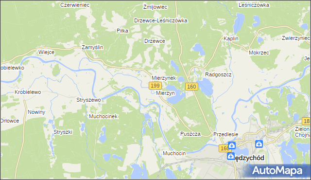 mapa Mierzyn gmina Międzychód, Mierzyn gmina Międzychód na mapie Targeo
