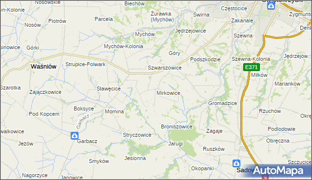 mapa Mirkowice gmina Bodzechów, Mirkowice gmina Bodzechów na mapie Targeo