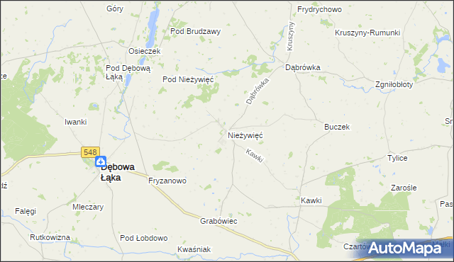 mapa Nieżywięć gmina Bobrowo, Nieżywięć gmina Bobrowo na mapie Targeo