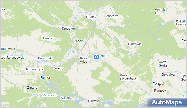 mapa Oleszno gmina Krasocin, Oleszno gmina Krasocin na mapie Targeo