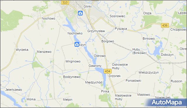 mapa Ostrowo gmina Śrem, Ostrowo gmina Śrem na mapie Targeo