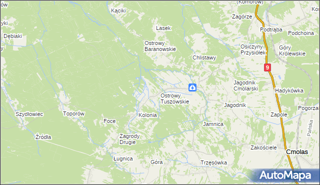 mapa Ostrowy Tuszowskie, Ostrowy Tuszowskie na mapie Targeo