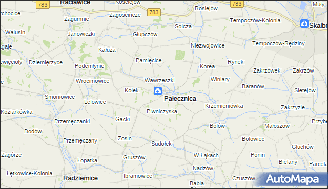 mapa Pałecznica powiat proszowicki, Pałecznica powiat proszowicki na mapie Targeo