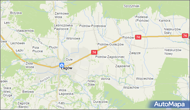 mapa Piotrów-Zagościniec, Piotrów-Zagościniec na mapie Targeo